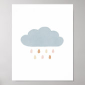 Blue Cloud Gender Neutral Nursery Decor Poster (Voorkant)