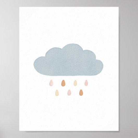Blue Cloud Gender Neutral Nursery Decor Poster (Voorkant)