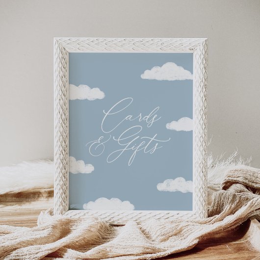 Blue Cloud Negen Baby shower Kaarten en cadeaubord Poster