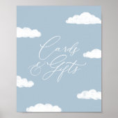 Blue Cloud Negen Baby shower Kaarten en cadeaubord Poster (Voorkant)