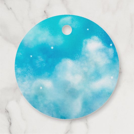 Blue Cloud Nine Baby shower Bedankjes Labels (Achterkant)