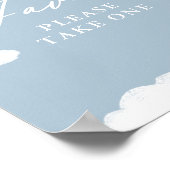 Blue Cloud Nine Baby shower Favorieten Sign Poster (Hoek)