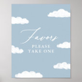 Blue Cloud Nine Baby shower Favorieten Sign Poster (Voorkant)
