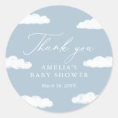 Blue Cloud Nine Baby shower Ronde Sticker (Voorkant)
