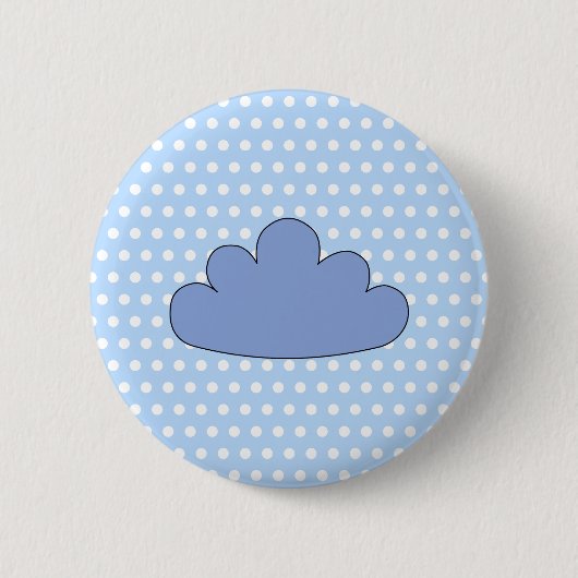 Blue Cloud on Blue and White Polka Dots. Ronde Button 5,7 Cm (Voorkant)