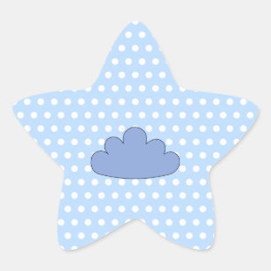 Blue Cloud on Blue and White Polka Dots. Ster Sticker