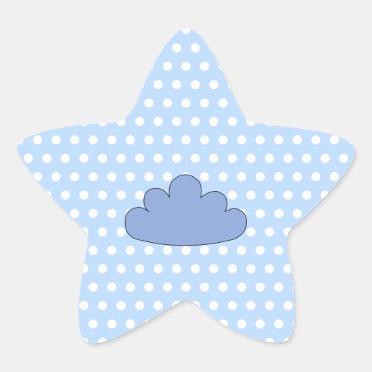 Blue Cloud on Blue and White Polka Dots. Ster Sticker (Voorkant)