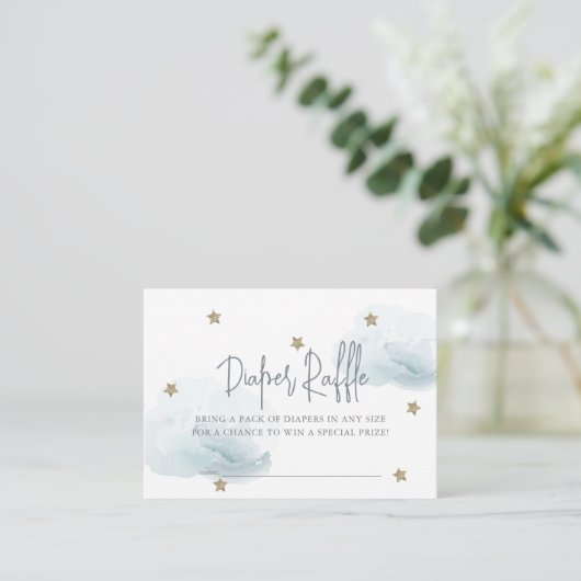 Blue Cloud & Star Baby shower Luierkaartje Informatiekaartje (Staand voorkant)