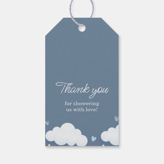 Blue Cloud Theme Baby shower Bedankt Favor Cadeaulabel (Achterkant)