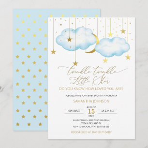 Blue Cloud Twinkle Twinkle Little Star Uitnodiging