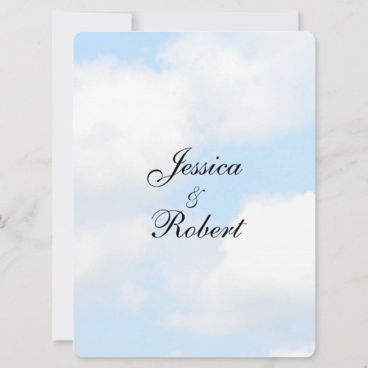 Blue Cloud Wedding Invitations Kaart (Achterkant)
