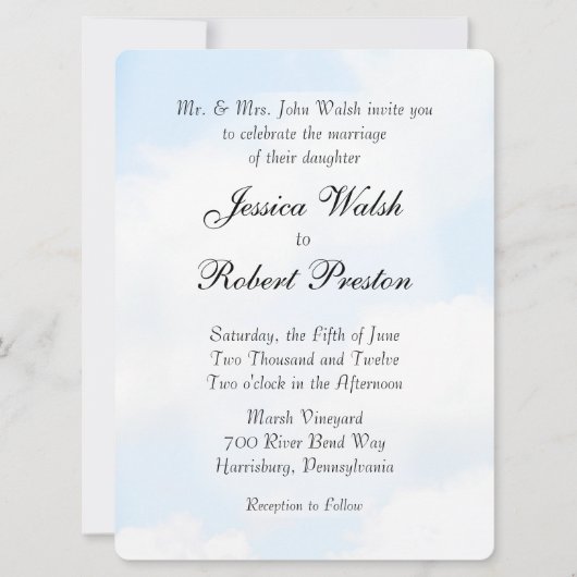 Blue Cloud Wedding Invitations Kaart (Voorkant)