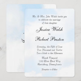 Blue Cloud Wedding Invitations Kaart
