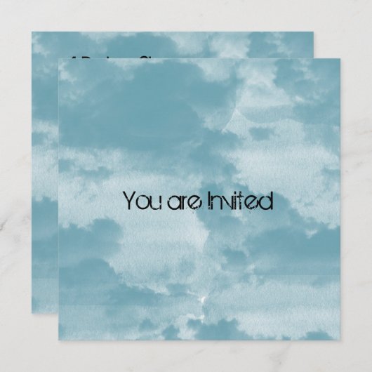 Blue Clouds-Baby shower Kaart (Voorkant / Achterkant)