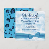 Blue Clouds Bow en Leopard Baby Boy Shower Kaart (Voorkant / Achterkant)