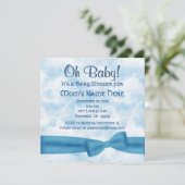 Blue Clouds Bow en Leopard Baby Boy Shower Kaart (Staand voorkant)