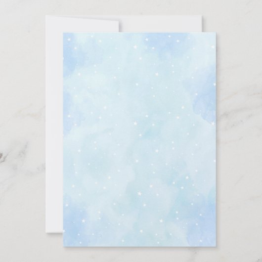 Blue Clouds Flying Bear Pilot Baby shower Kaart (Achterkant)