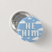 Blue Clouds He/Him Pronouns Ronde Button 3,2 Cm (Voorkant /achterkant)