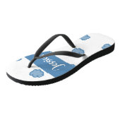 Blue clouds on white teenslippers (Schuin)