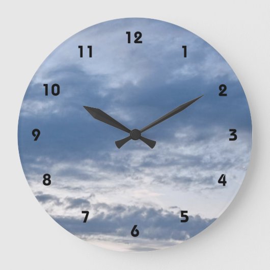 Blue Cloudy Sky Grote Klok (Voorkant)