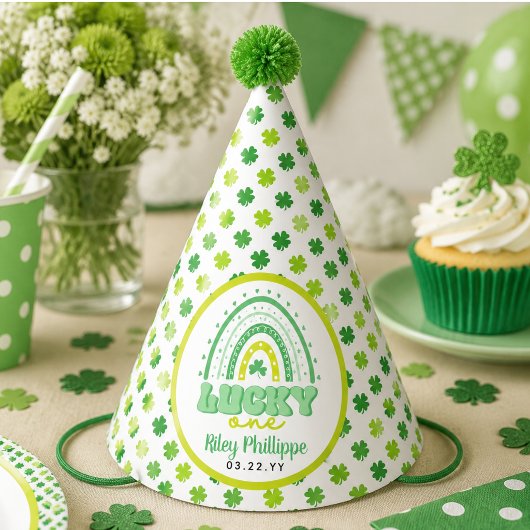 Blue Clover & Rainbow Lucky One Eerste Verjaardag Feesthoedjes