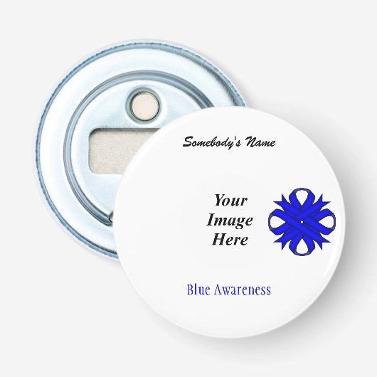 Blue Clover Ribbon Sjabloon door Kenneth Yoncich Button Flesopener (Voorkant)