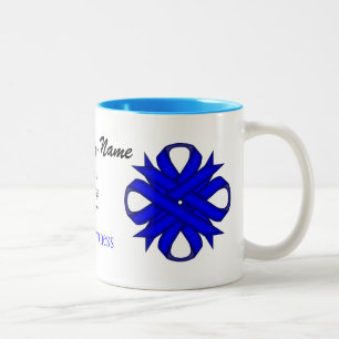 Blue Clover Ribbon Tmpl van Kenneth Yoncich Tweekleurige Koffiemok
