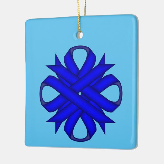 Blue Clover Ribbon van Kenneth Yoncich Keramisch Ornament (Links)