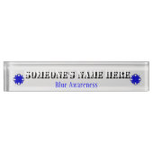 Blue Clover Ribbon van Kenneth Yoncich Naambordje (Voorkant)