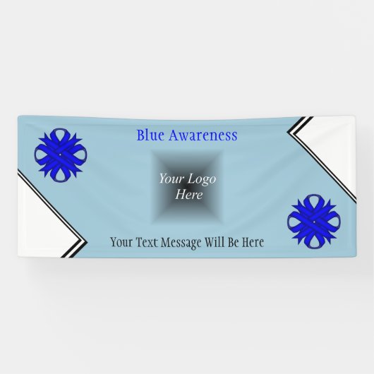 Blue Clover Ribbon van Kenneth Yoncich Spandoek (Horizontaal)