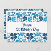 Blue Clover Shamrock Pattern St. Patrick's Day Briefkaart (Voorkant / Achterkant)