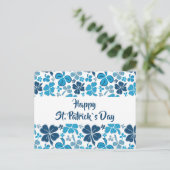 Blue Clover Shamrock Pattern St. Patrick's Day Briefkaart (Staand voorkant)
