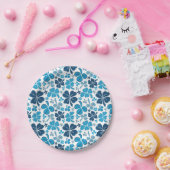 Blue Clover Shamrock Pattern St. Patrick's Day Papieren Bordje (Feest)