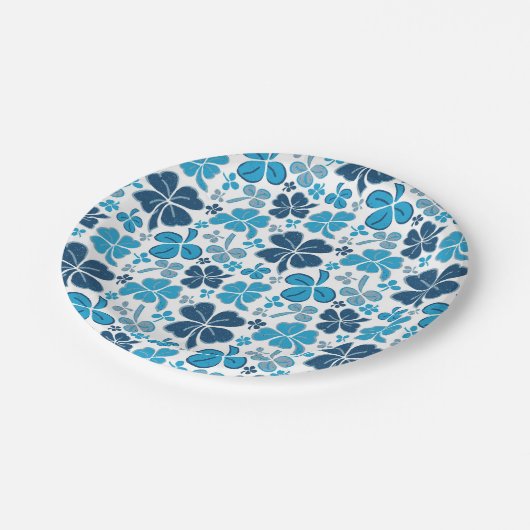 Blue Clover Shamrock Pattern St. Patrick's Day Papieren Bordje (Gekanteld)