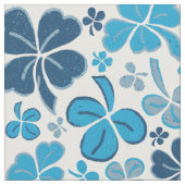Blue Clover Shamrock Pattern St. Patrick's Day Stof (Close Up)