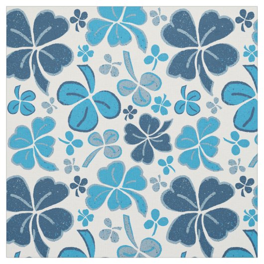 Blue Clover Shamrock Pattern St. Patrick's Day Stof (Swatch)