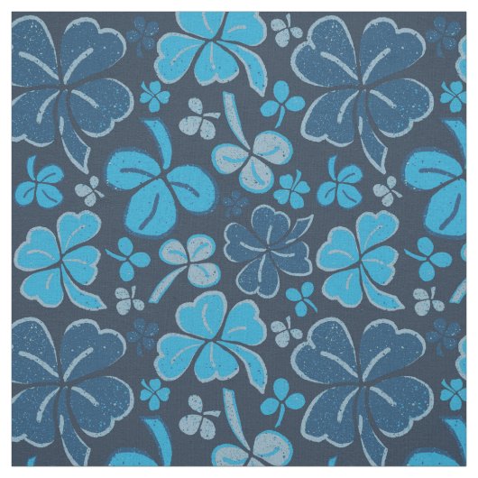 Blue Clover Shamrock Pattern St. Patrick's Day Stof (Swatch)