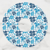 Blue Clover Shamrock Pattern St. Patrick's Day Wijnglaslabel (Achterkant)