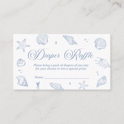 Blue Coastal Baby shower Luier Raffle Ticket Informatiekaartje (Voorkant)