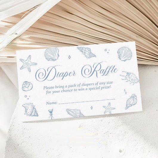 Blue Coastal Baby shower Luier Raffle Ticket Informatiekaartje