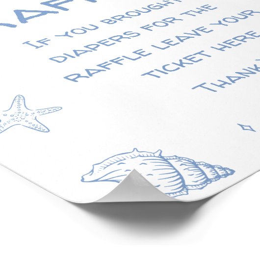 Blue Coastal Beach Baby shower Luierkrabbel Poster (Hoek)