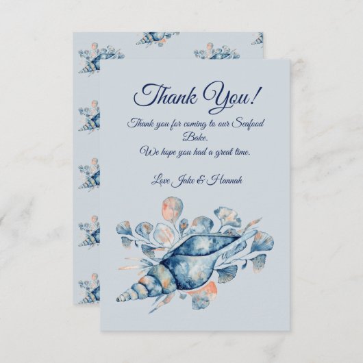 Blue Coastal Beach Dank u kaarten (Voorkant / Achterkant)