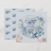 Blue Coastal Beach Wedding Jubileum Kaart (Voorkant / Achterkant)
