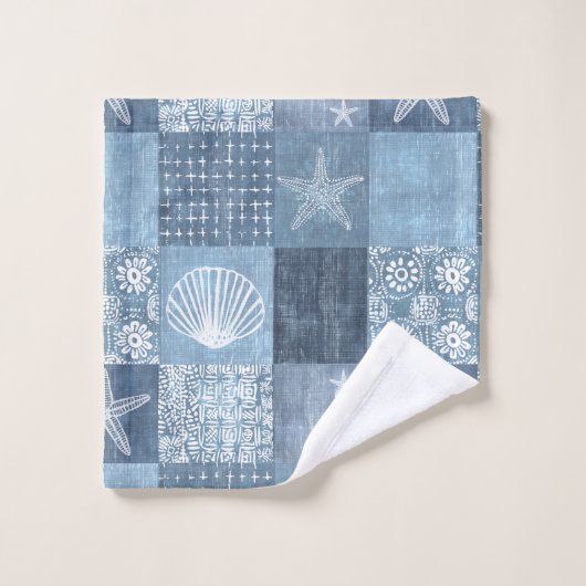 Blue Coastal Boho Bad Handdoek (Wasdoekje)