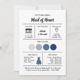 Blue Coastal Bridesmaid Information Card Kaart