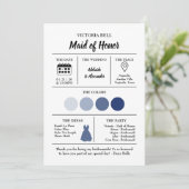 Blue Coastal Bridesmaid Information Card Kaart (Staand voorkant)