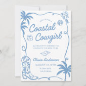 Blue Coastal Cowgirl Bachelorette Party Kaart (Voorkant)
