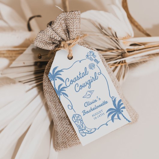 Blue Coastal Cowgirl vrijgezellenfeest Cadeaulabel