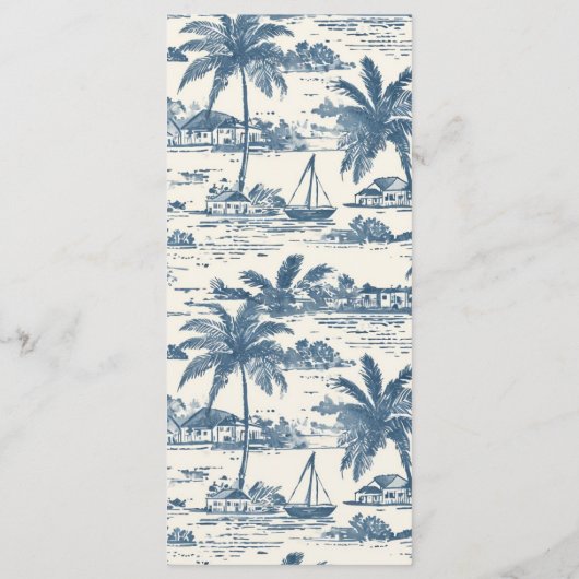 Blue Coastal Hand getrokken bruiloft menu (Achterkant)