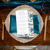 Blue Coastal Hand getrokken bruiloft menu